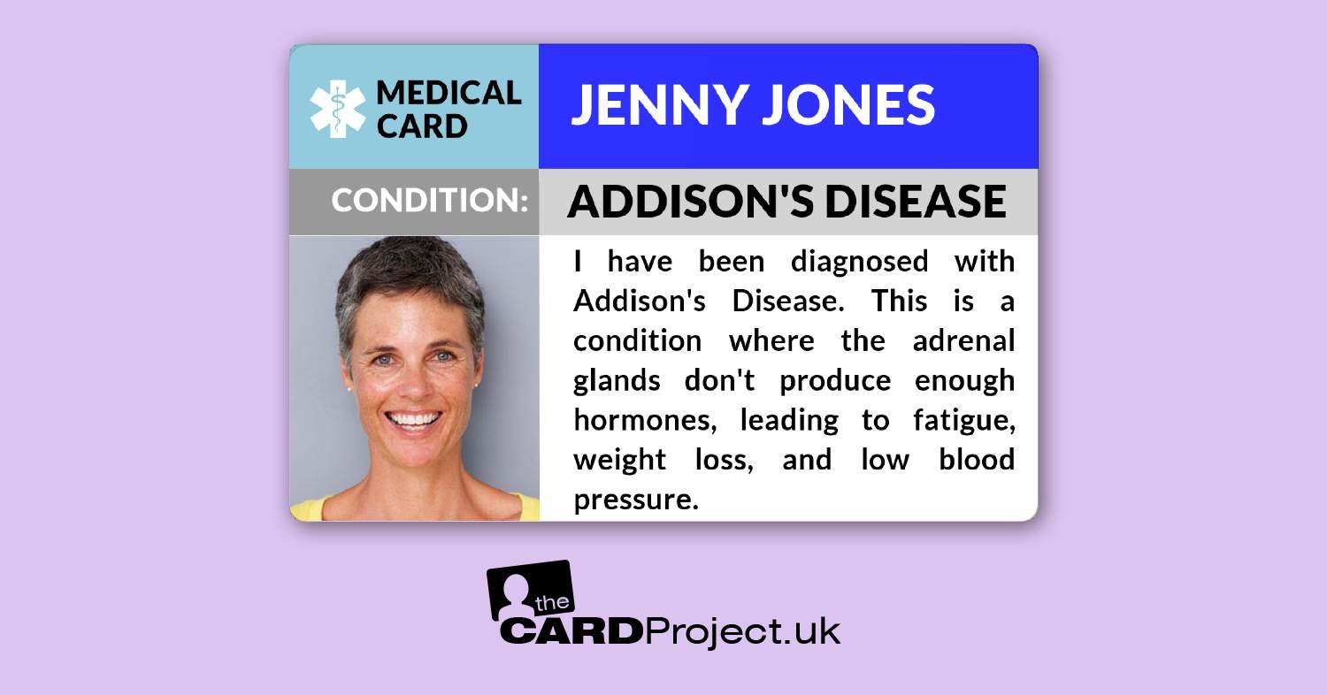 Addison's Disease Medical Photo ID Card (FRONT)